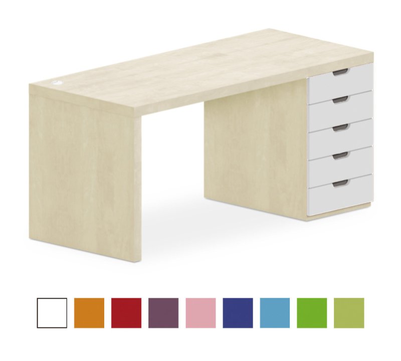 Stůl se zásuvkovým kontejnerem 160x70cm - Chilli red