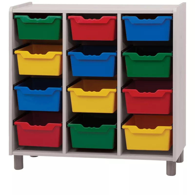 Úložný prostor s dvanácti barevnými koši/přihrádkami - Šedá