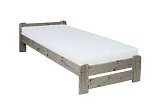 Posteľ z masívnej borovice, jednolôžko 120x200cm - Šedá