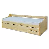 Postel z masivní borovice s úložným prostorem 90x200cm - Ořech