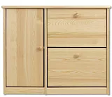 Botník s výklopnými zásuvkami a dvierkami z borovice 90x29x80cm - Borovica