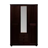 Skříň třídvéřová z masivní borovice se zásuvkami 125x60x190cm - Ořech