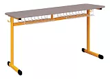 Školní stůl TITAN dvoumístný s košíkem - v. 59 cm -  Žlutá/Šedá